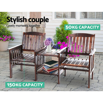 Gardeon Garden Bench Chair Table Loveseat Wooden Outdoor Furniture