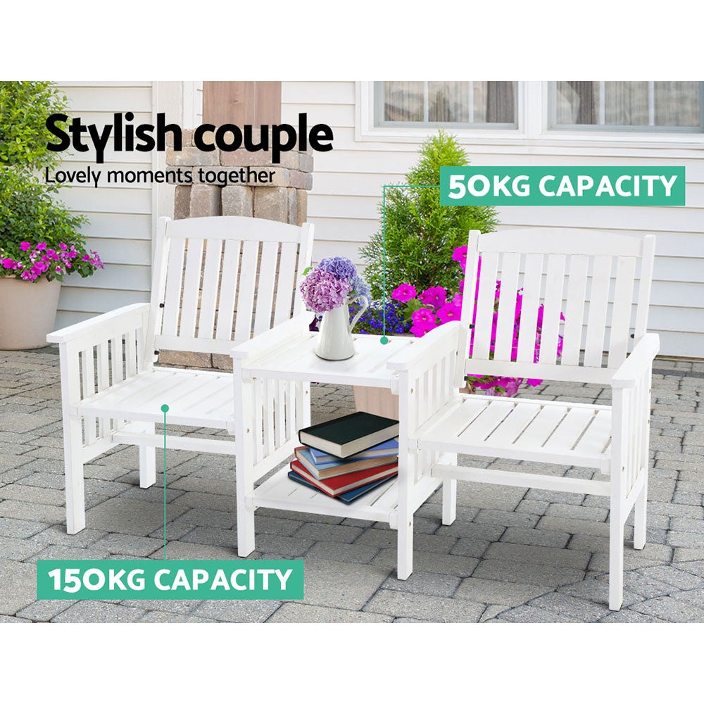 Gardeon Garden Bench Chair Table Loveseat Wooden Outdoor Furniture