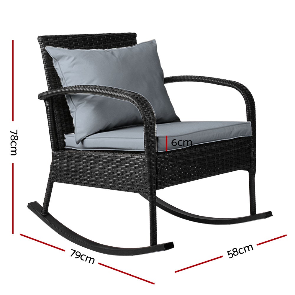 Gardeon Outdoor Furniture Rocking Chair Wicker Garden Patio Lounge