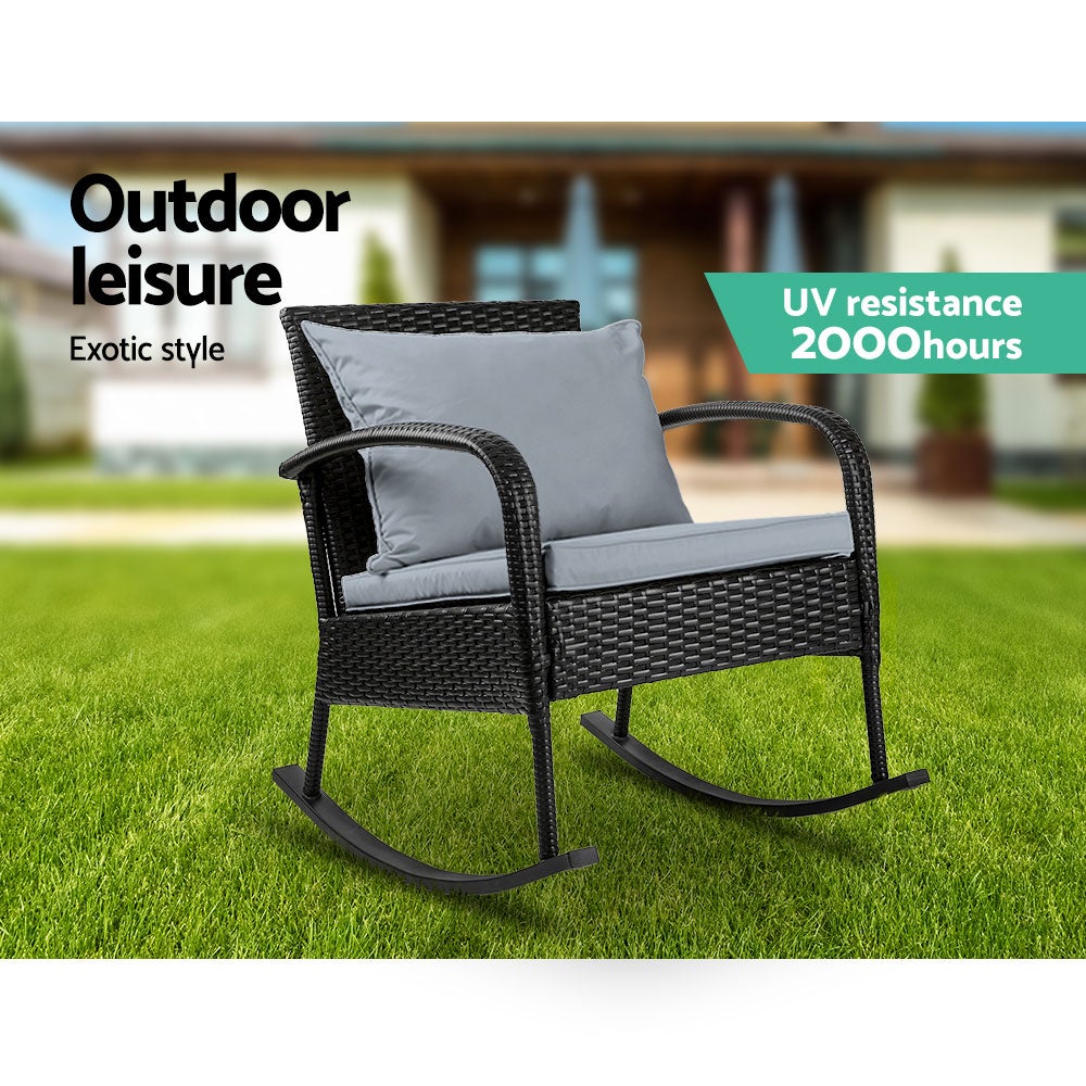 Gardeon Outdoor Furniture Rocking Chair Wicker Garden Patio Lounge