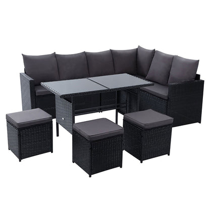 Gardeon Outdoor Furniture Dining Setting Sofa Set Lounge Wicker 9