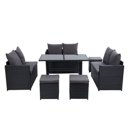 Gardeon Outdoor Furniture Dining Setting Sofa Set Lounge Wicker 9