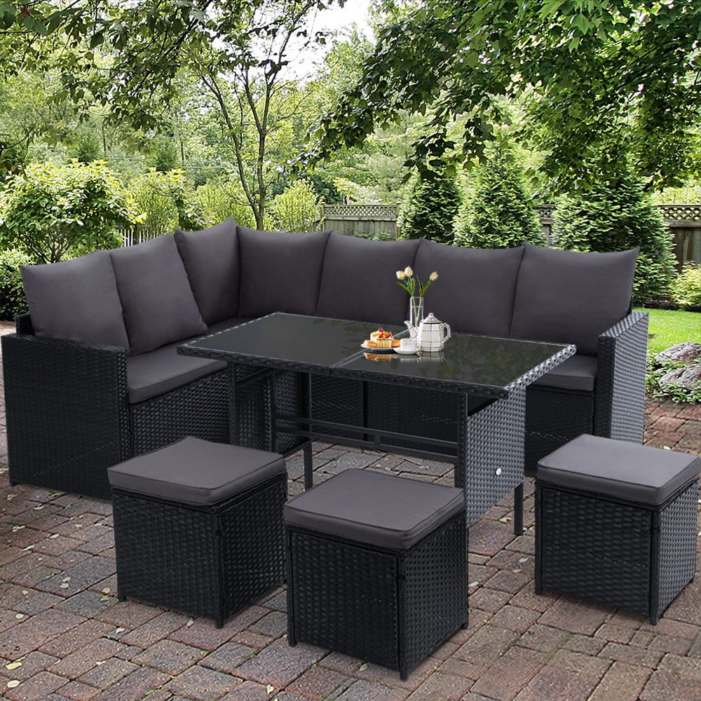 Gardeon Outdoor Furniture Dining Setting Sofa Set Lounge Wicker 9