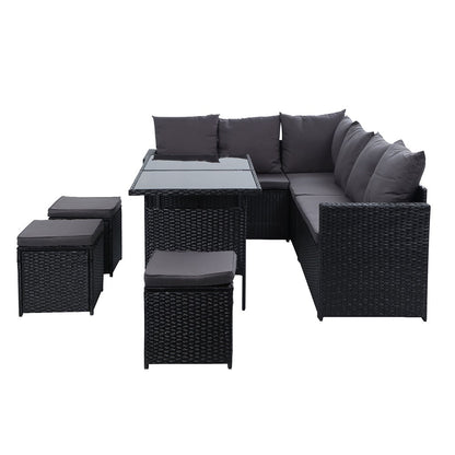 Gardeon Outdoor Furniture Dining Setting Sofa Set Wicker 9 Seater