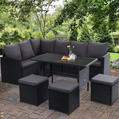 Gardeon Outdoor Furniture Dining Setting Sofa Set Wicker 9 Seater