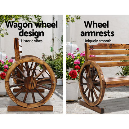 Gardeon Garden Bench Wooden Wagon Chair 3 Seat Outdoor Furniture