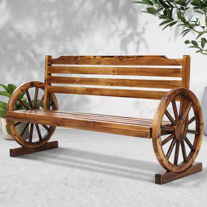 Gardeon Garden Bench Wooden Wagon Chair 3 Seat Outdoor Furniture