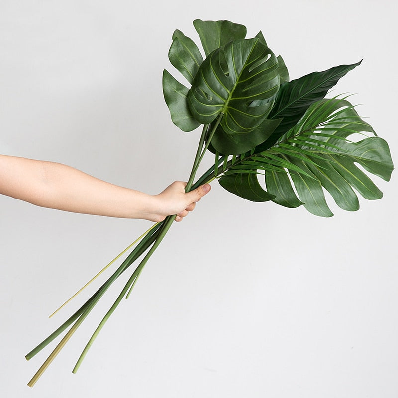 One Piece monstera artificial plants plastic tropical palm tree leaves Secondary image