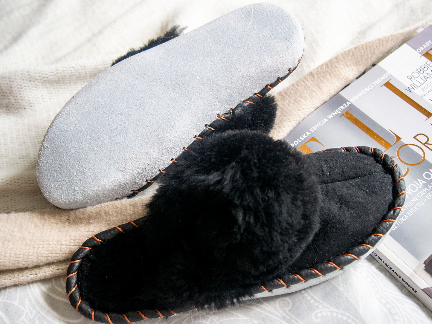 Black Shearling Sheepskin Mules