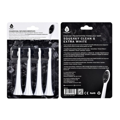 Pursonic Replacement Toothbrush Heads Charcoal Infused Bristles,