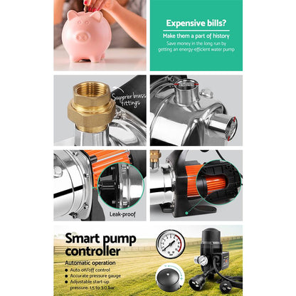 Giantz 1500W High Pressure Garden Water Pump with Auto Controller