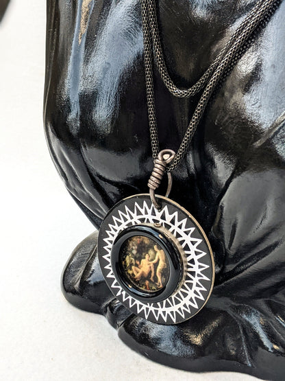 Old Vatikan picture necklace with black chain