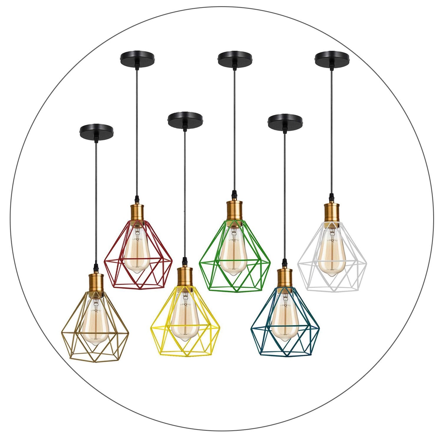 Modern Diamond Cage Pendant Light Fitting Geometric Wire Cage ~1266 Main image