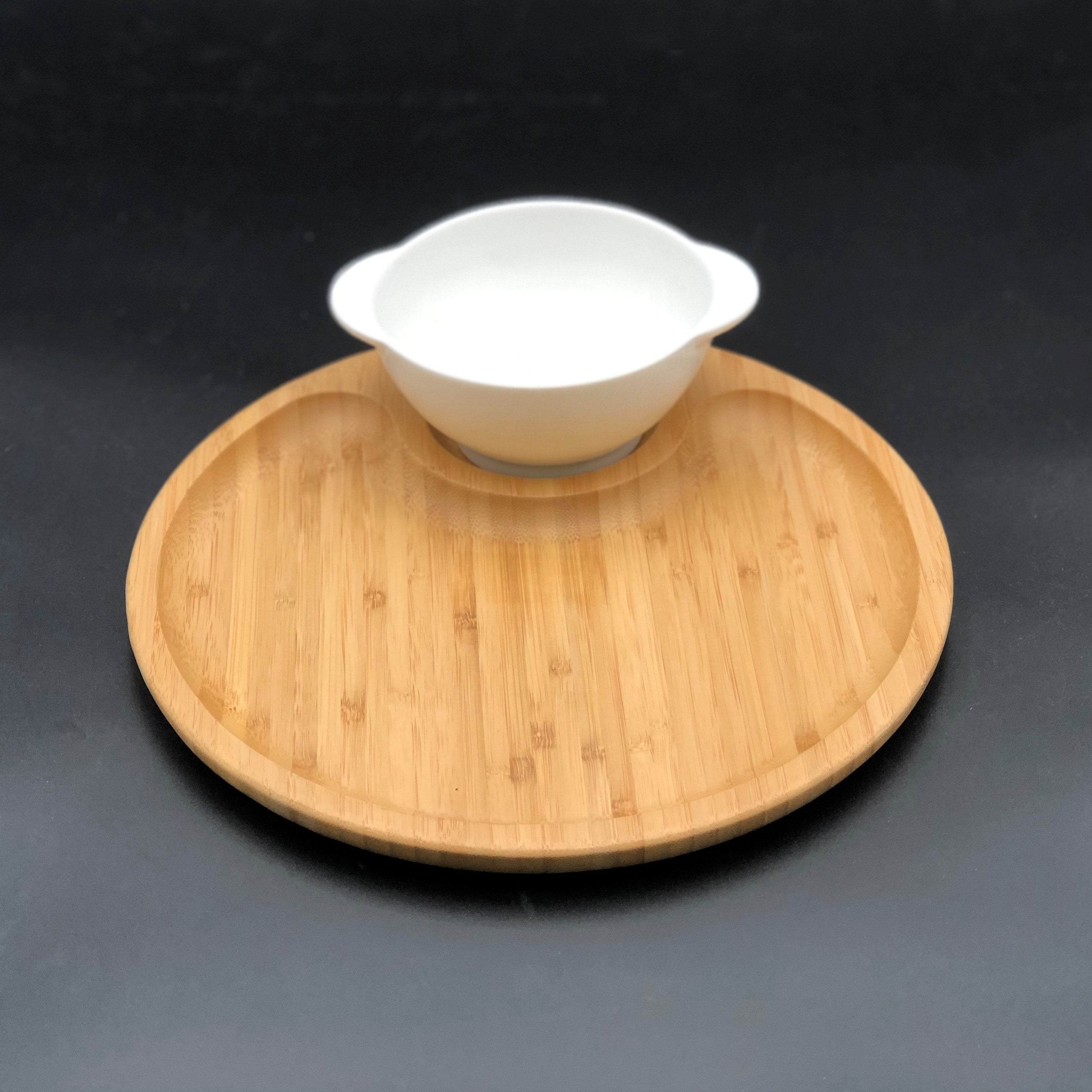 Bamboo And Fine Porcelain Set For Single Serve Soup Or Cereal Or Your Main image