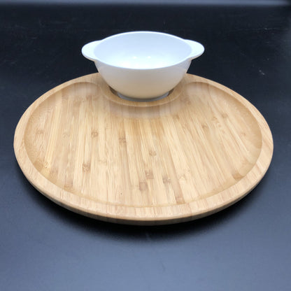 Bamboo And Fine Porcelain Set For Single Serve Soup Or Cereal Or Your