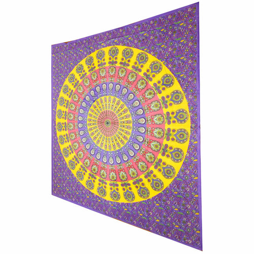 Vibrant Peacock Mandala Tapestry