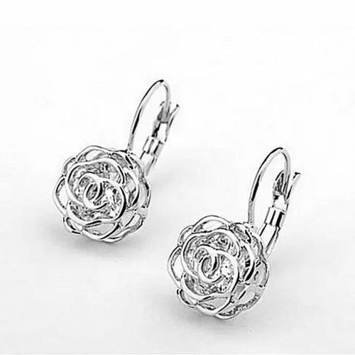 ROSE IS A ROSE 18kt Rose Crystal Earrings In White Yellow And Rose