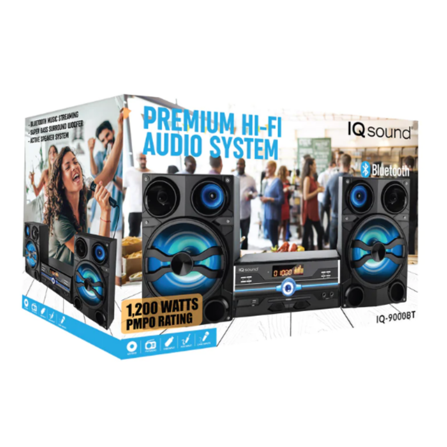 HiFi Multimedia Audio System with Bluetooth and AUX/USB/Mic Inputs