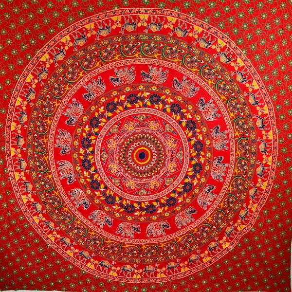 Red Elephants & Camels Mandala Tapestry Main image