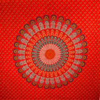 Red Peacock Dance Mandala Tapestry