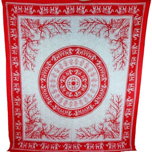 Red Tigers & Elephants Majestic Beasts Tapestry Secondary image