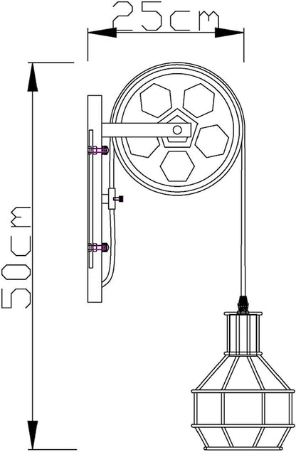 Retro Vintage Pulley Light Shade Wheel Ceiling Lifting Industrial