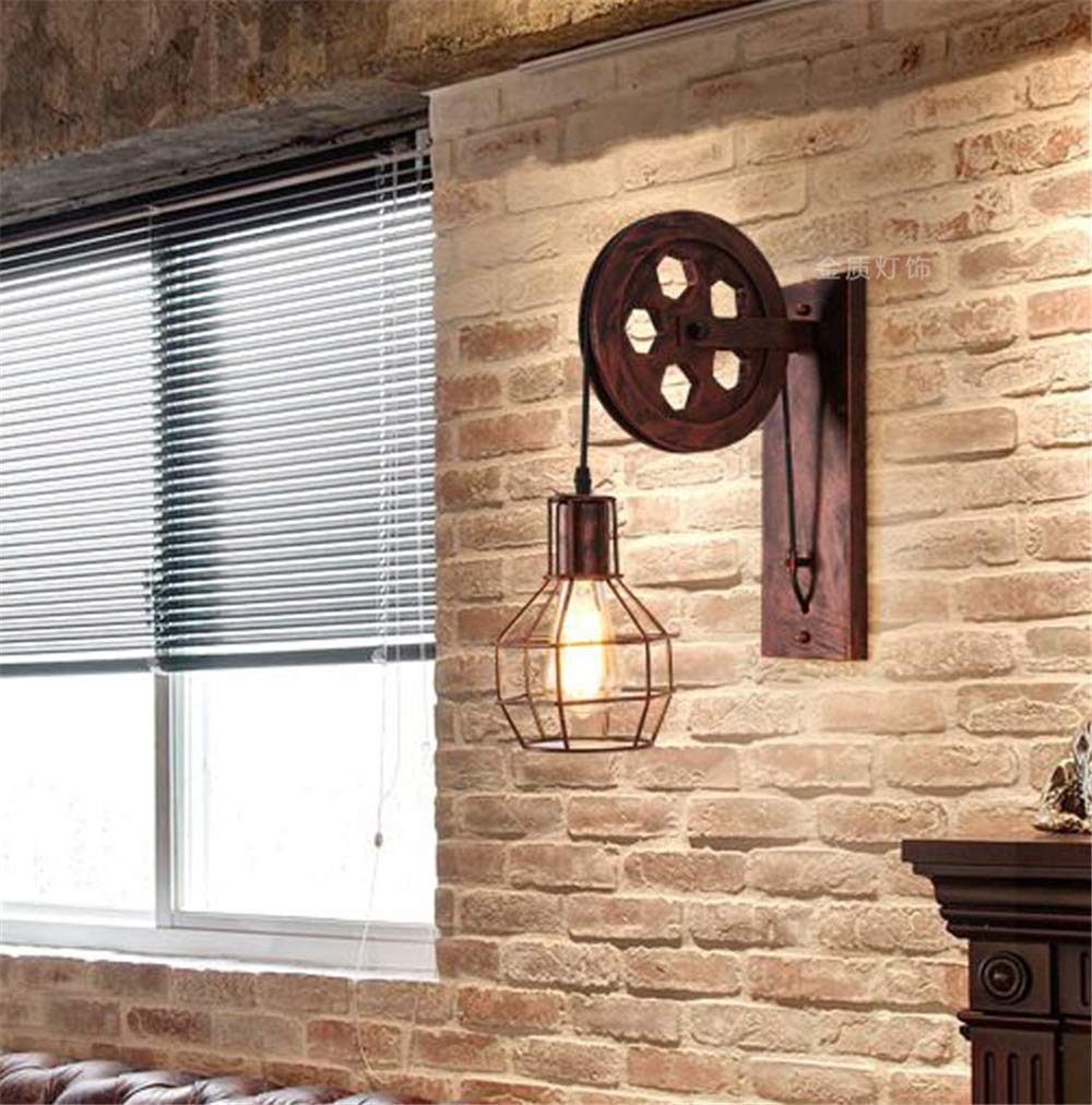 Retro Vintage Pulley Light Shade Wheel Ceiling Lifting Industrial
