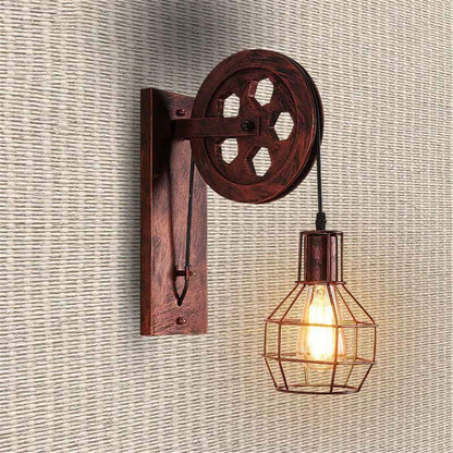 Retro Vintage Pulley Light Shade Wheel Ceiling Lifting Industrial