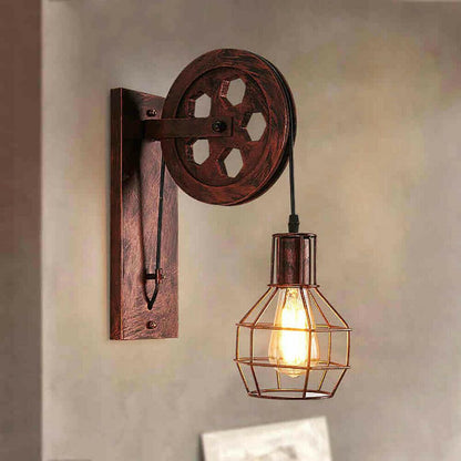 Retro Vintage Pulley Light Shade Wheel Ceiling Lifting Industrial
