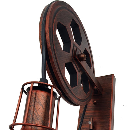 Retro Vintage Pulley Light Shade Wheel Ceiling Lifting Industrial
