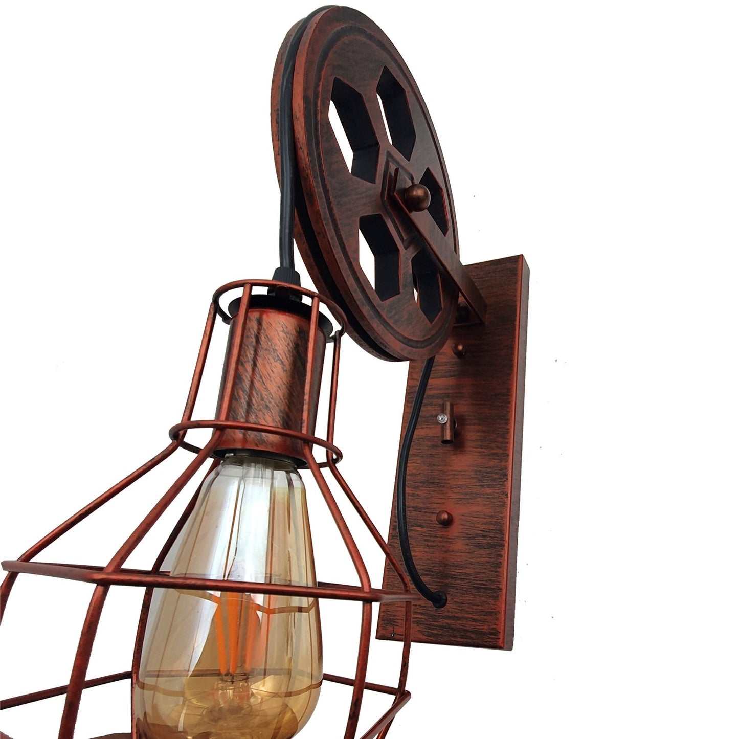 Retro Vintage Pulley Light Shade Wheel Ceiling Lifting Industrial