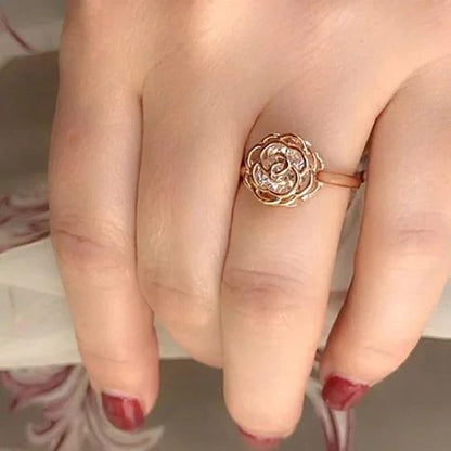Rose Is A Rose Rings 18kt Rose Crystals In White Yellow And Rose Gold