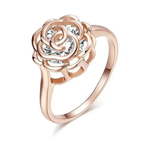 Rose Is A Rose Rings 18kt Rose Crystals In White Yellow And Rose Gold