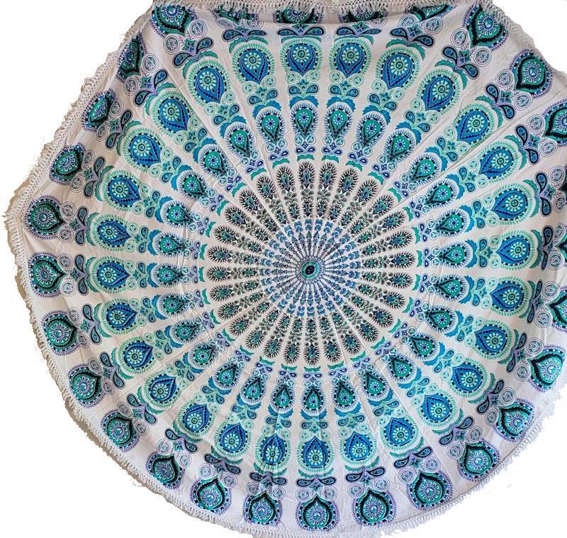 Dancing Peacock Round Mandala Tapestry Main image