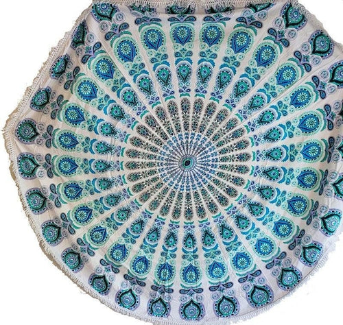 Dancing Peacock Round Mandala Tapestry Secondary image
