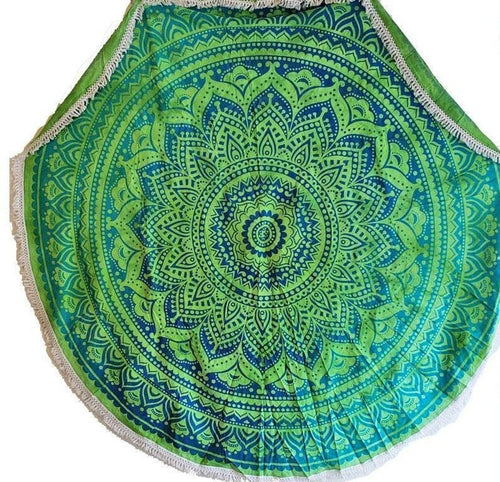 Rainforest Green Round Mandala Tapestry Secondary image