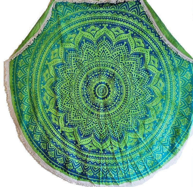 Rainforest Green Round Mandala Tapestry Main image