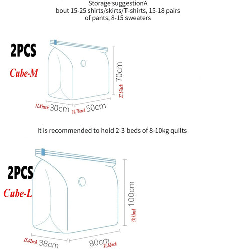 Cube Vacuum Storage Bags umbo Vacuum Seal Bags for Clothes, Bedding,