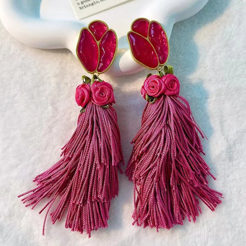 Handmade Cotton Long Tassel  Earrings -Sexikinis Swim