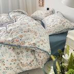 INS Girls Cherry Bedding Set Soft Washed Cotton Bed Sheet Queen King