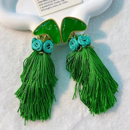 Handmade Cotton Long Tassel  Earrings -Sexikinis Swim