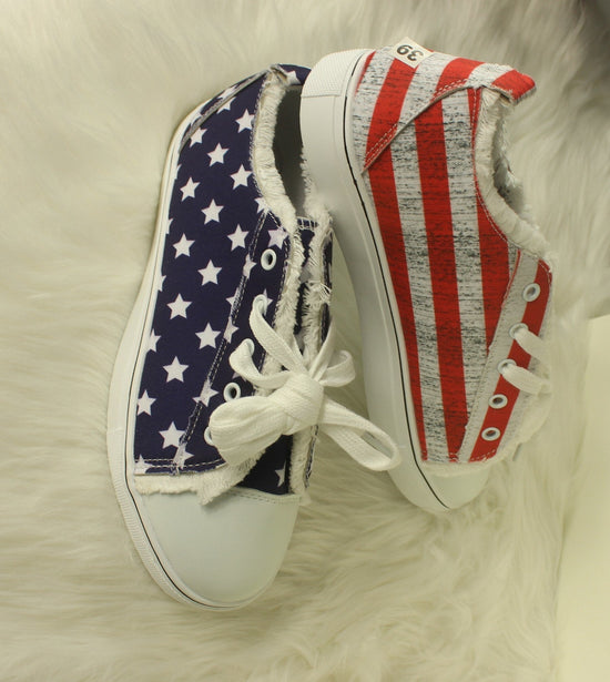 Star Striped Lace Up Sneakers Round Toe Casual Shoes