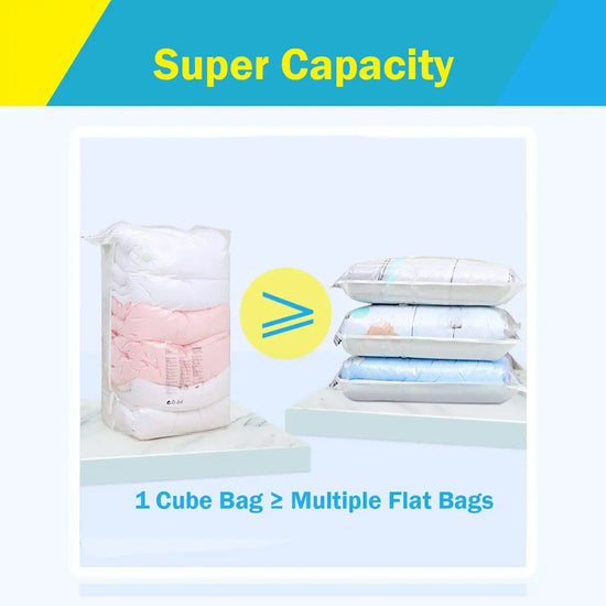 Cube Vacuum Storage Bags umbo Vacuum Seal Bags for Clothes, Bedding,