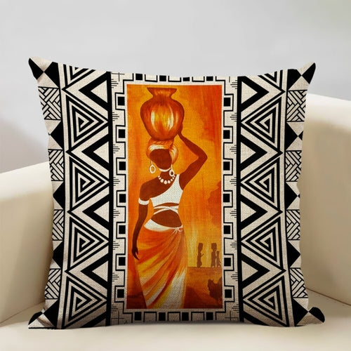 African Painting Printed Cushion Cover