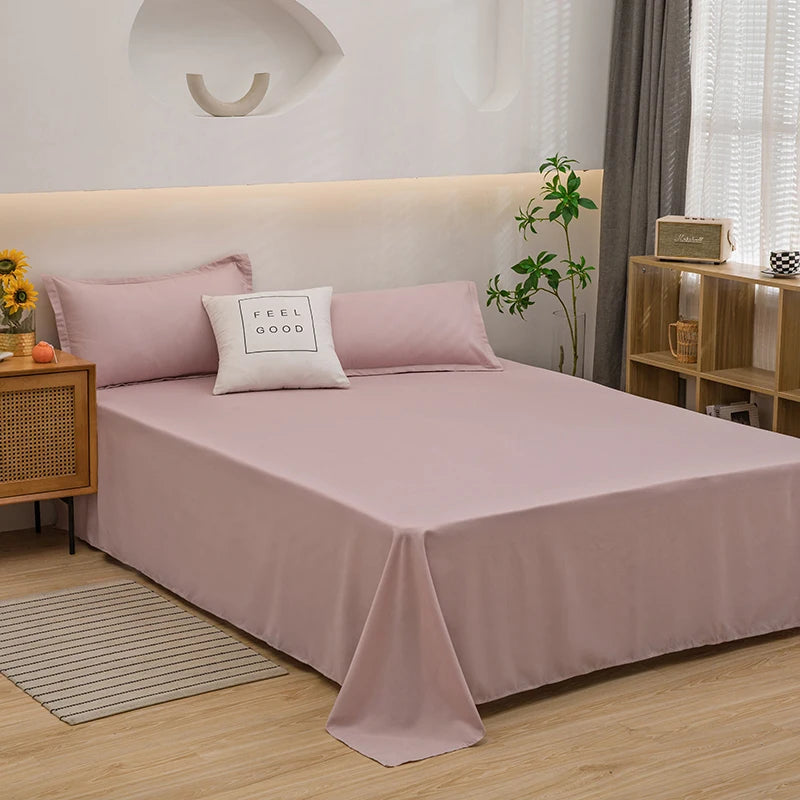 1 pc Bed Flat Sheet for Double Bed Plain Solid Color Top Sheets