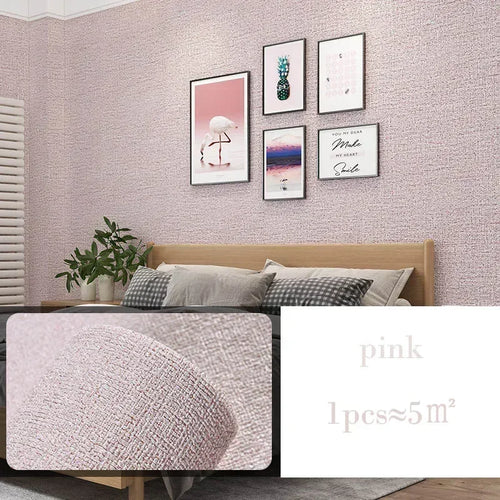 10m 3D Thicken self-adhesive thermal insulation wallpaper linen plain