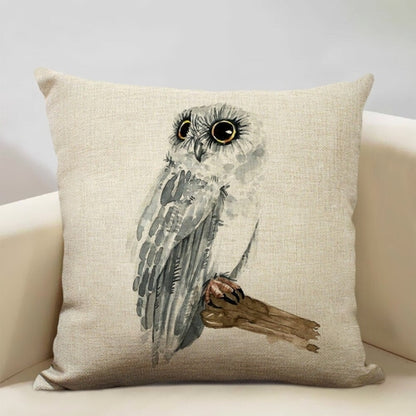 Watercolor Owl Print Cushion Cover