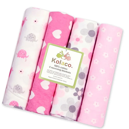 4pcs/pack 100% Cotton Receiving Baby Blanket Newborn 76x76cm Baby