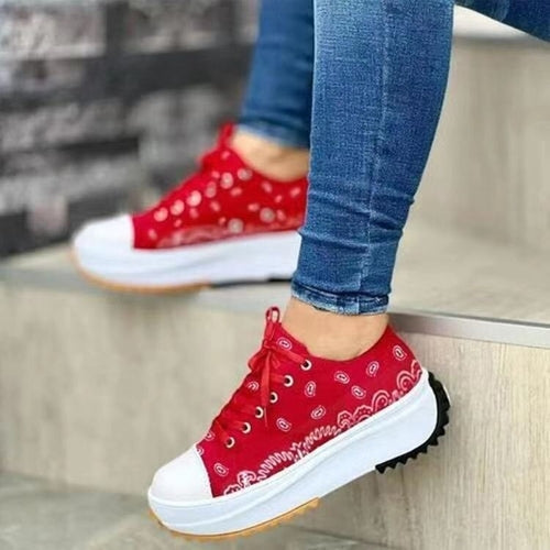 2022 Pattern Canvas Women Sneakers Casual Sport Shoes