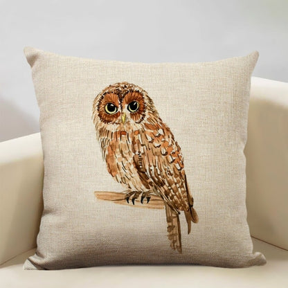 Watercolor Owl Print Cushion Cover